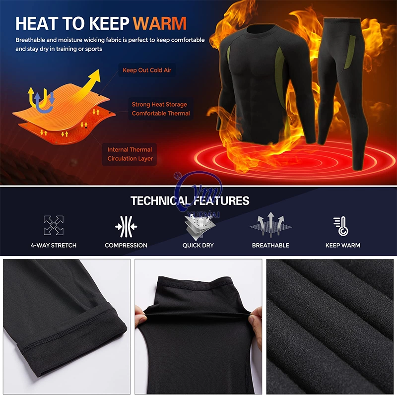 Wholesale Cold Weather Men′s Tactical Fleece Winter Thermal Underwear Ultra Soft Long Johns Set