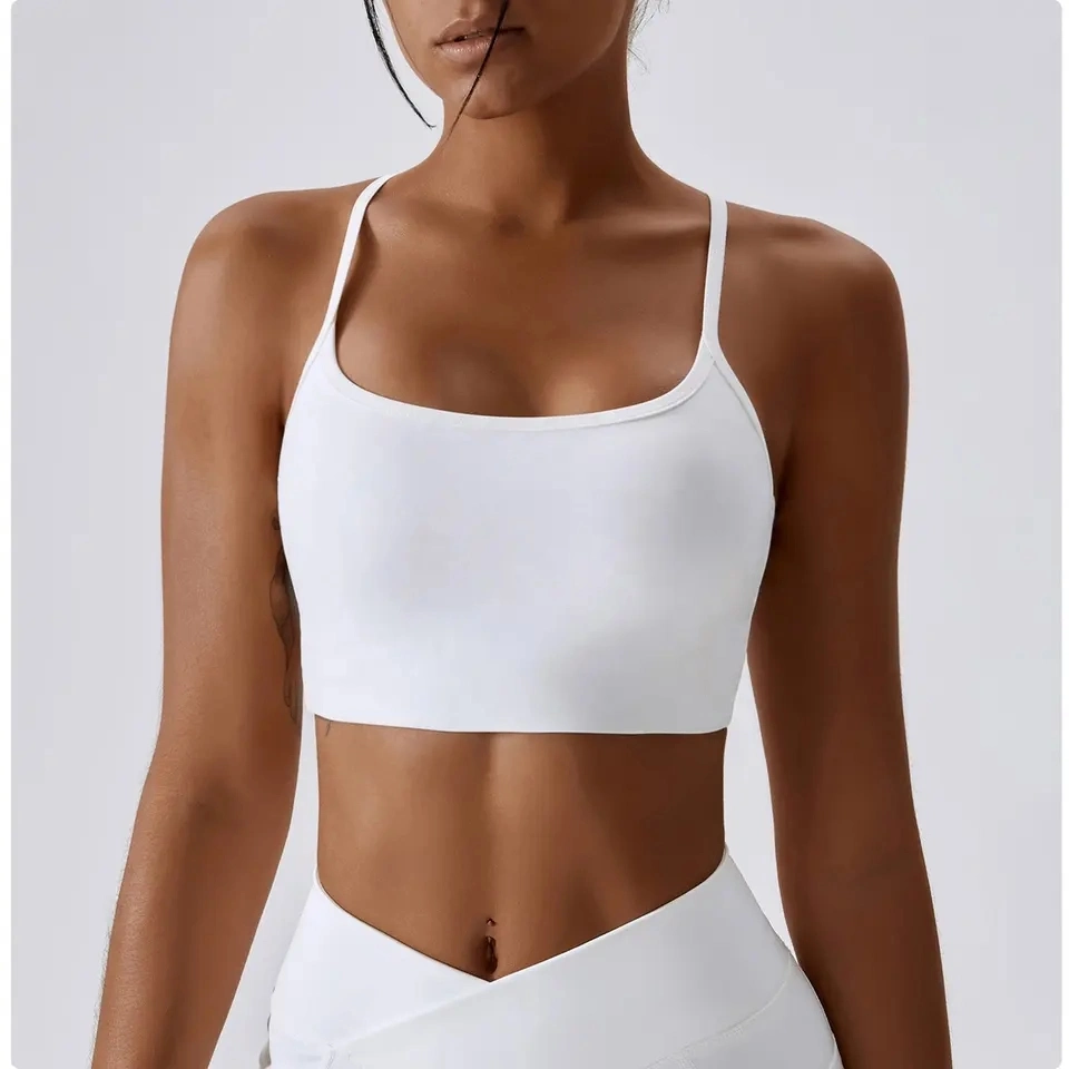 Wholesale OEM/ODM Women′ S Strap Camisole Crop Tank Tops Crossover Back Yoga Bra Quick Dry Fitness Gym Active Workout Wear Sports Bras Bikini